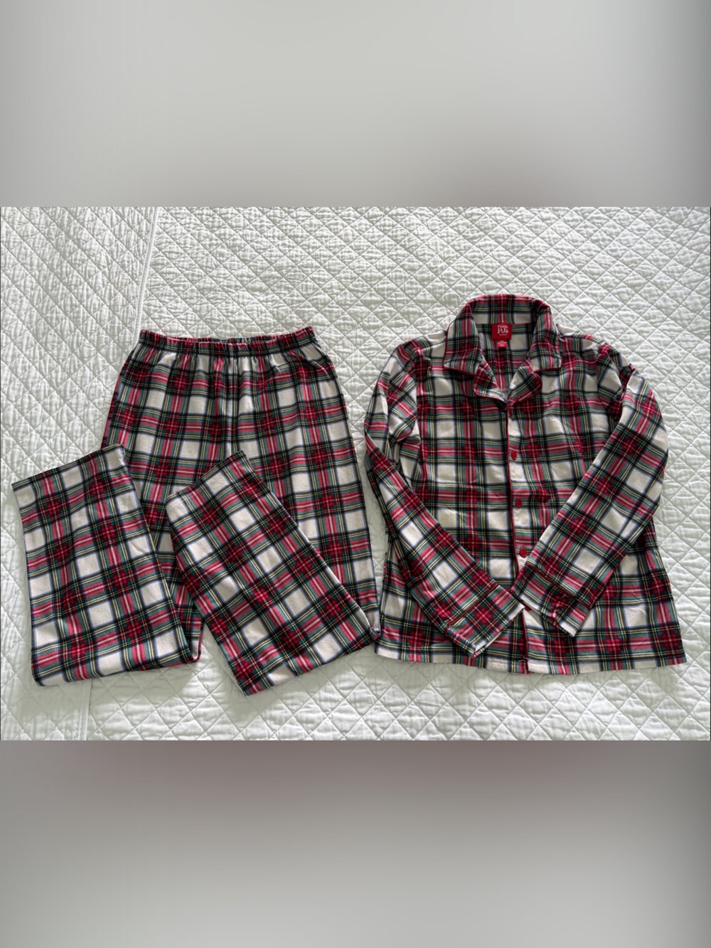 Macy's Red, White & Green Plaid Button-Down Kids Shirt Set
